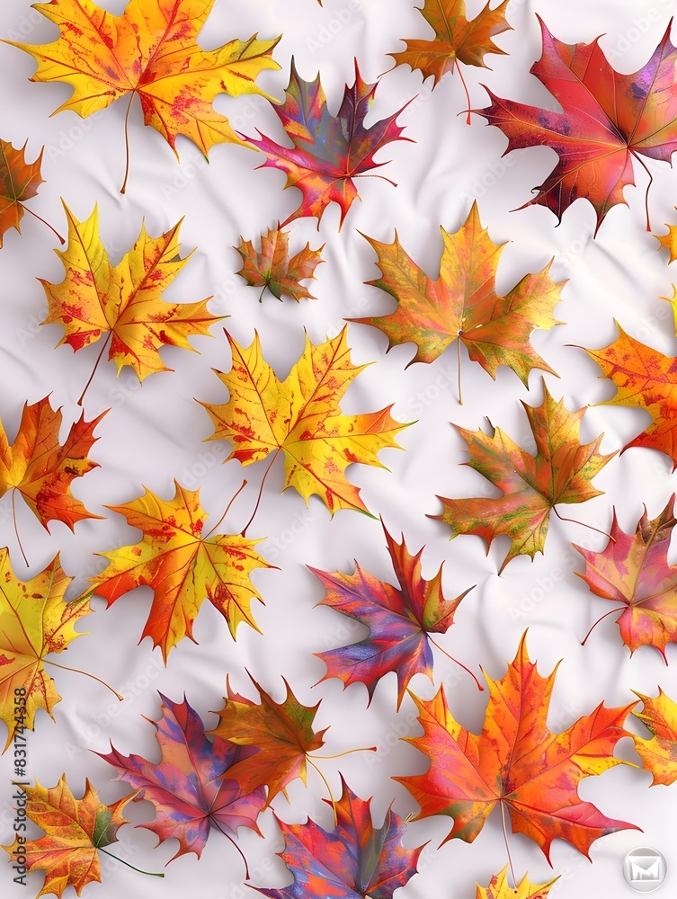 Vibrant Autumn Leaves Collection A D Rendering of Decay and Change