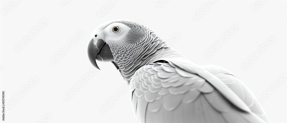 Obraz premium African Grey Parrot solid isolated white background