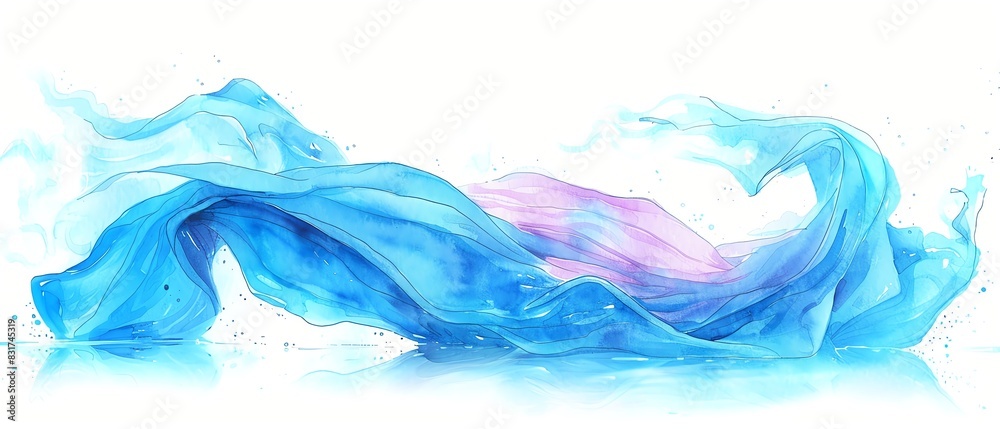 Watercolor Cirrus solid isolated white background