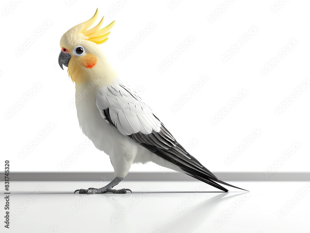 Cockatiel solid isolated white background Cockatiel solid isolated white background