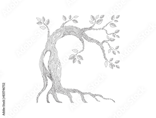 Wallpaper Mural old tree hand drawing art isolated on white Torontodigital.ca