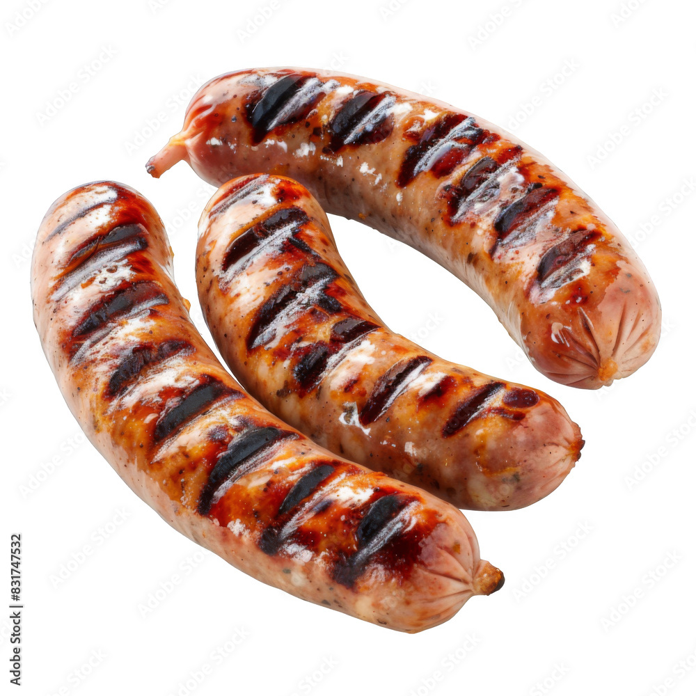Grilled bratwurst Sausages isolated on white background Grilled bratwurst Sausages isolated on white background