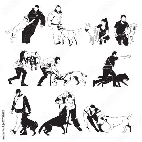 A deft and patient dog trainer trains dogs
