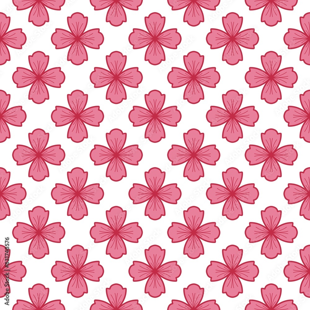 Pink flower seamless pattern