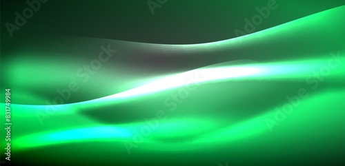 Neon-lit waves surge across background, mesmerizing dance of luminescence and motion. Dynamic backdrop captures essence of energy and modern aesthetics