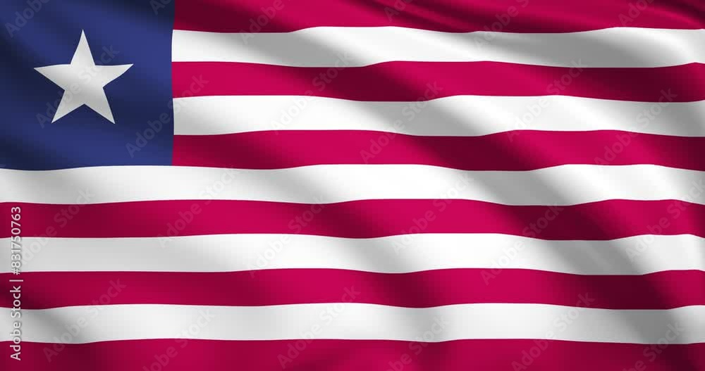 flag of Liberia. Liberian flag background. 4k 60FPS