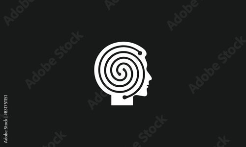 Metaphysics logo icon.  Brain spiral white background