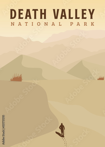 death valley national park poster vintage vector illustration design. national park in california, america vintage poster design.