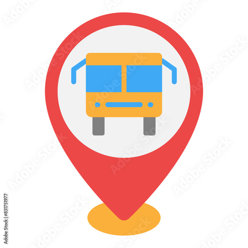 Illustration of Bus Stop Location design Flat Icon