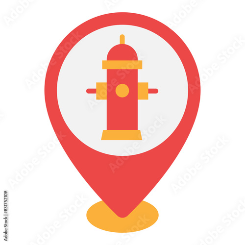 Illustration of Firehydrant Spot Location design Flat Icon photo