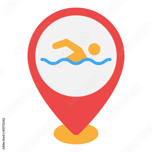 Illustration of Swimming Pool Location design Flat Icon
