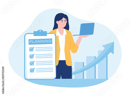 women`s investment with business growth chart concept  flat illustration