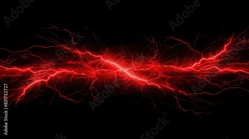 red lightning on black background	
 photo