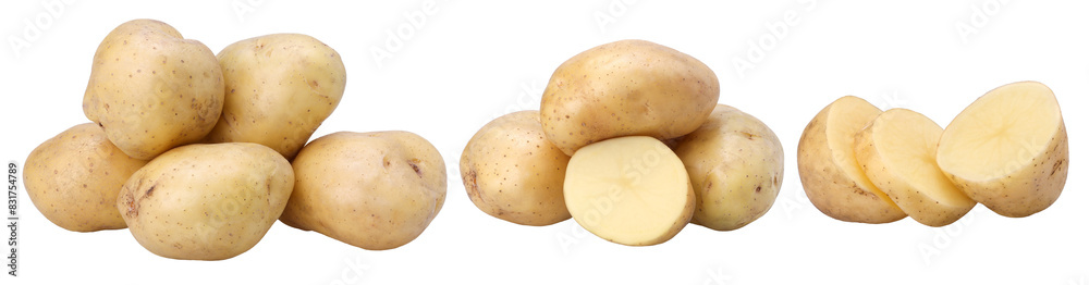 young potatoes and sliced isolated, transparent PNG, collection, PNG format, cut out young potatoes and sliced isolated, transparent PNG, collection, PNG format, cut out