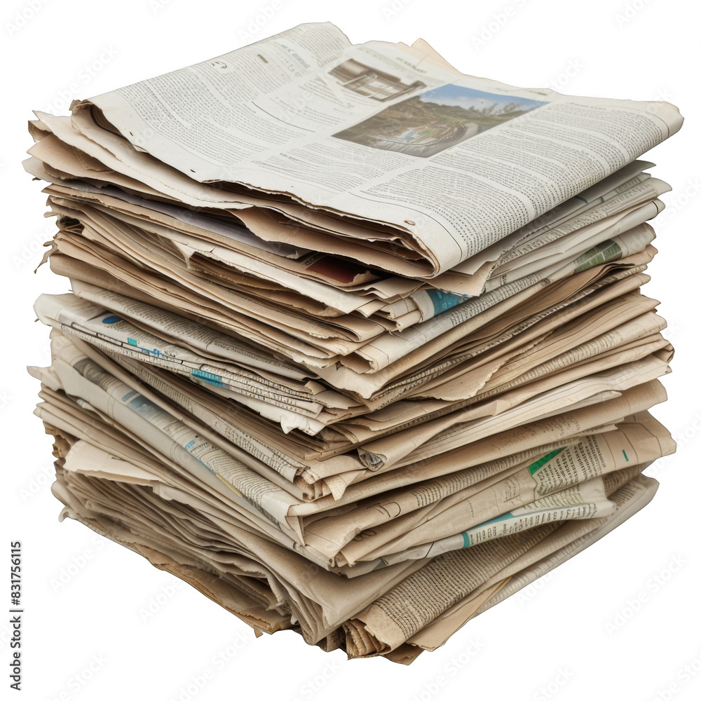 Stack of newspapers lies isolated on white background Stack of newspapers lies isolated on white background
