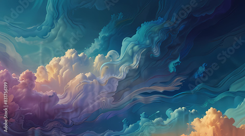 Fluid abstract background with Cloudy Blue Skyinspired theme © Arief
