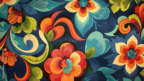 swirly floral retro wallpaper