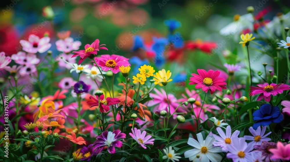 Beautiful Blooming Flowers in a Garden: Colorful petals in full bloom Beautiful Blooming Flowers in a Garden: Colorful petals in full bloom
