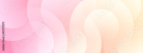 Minimalist banner background, pastel colorful, pink and yellow gradations. Circle effect style geometric, abstract background. Eps 10.