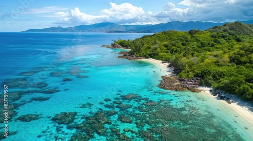 Stunning Aerial View of a Tropical Paradise: Pristine beaches and turquoise waters 