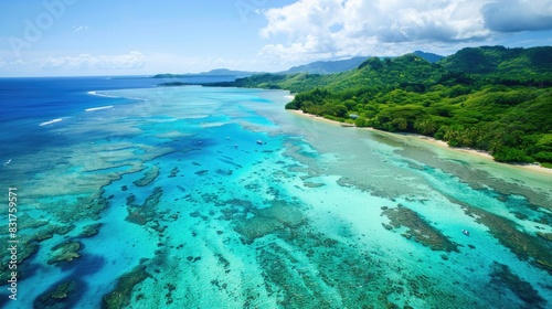 Stunning Aerial View of a Tropical Paradise: Pristine beaches and turquoise waters 