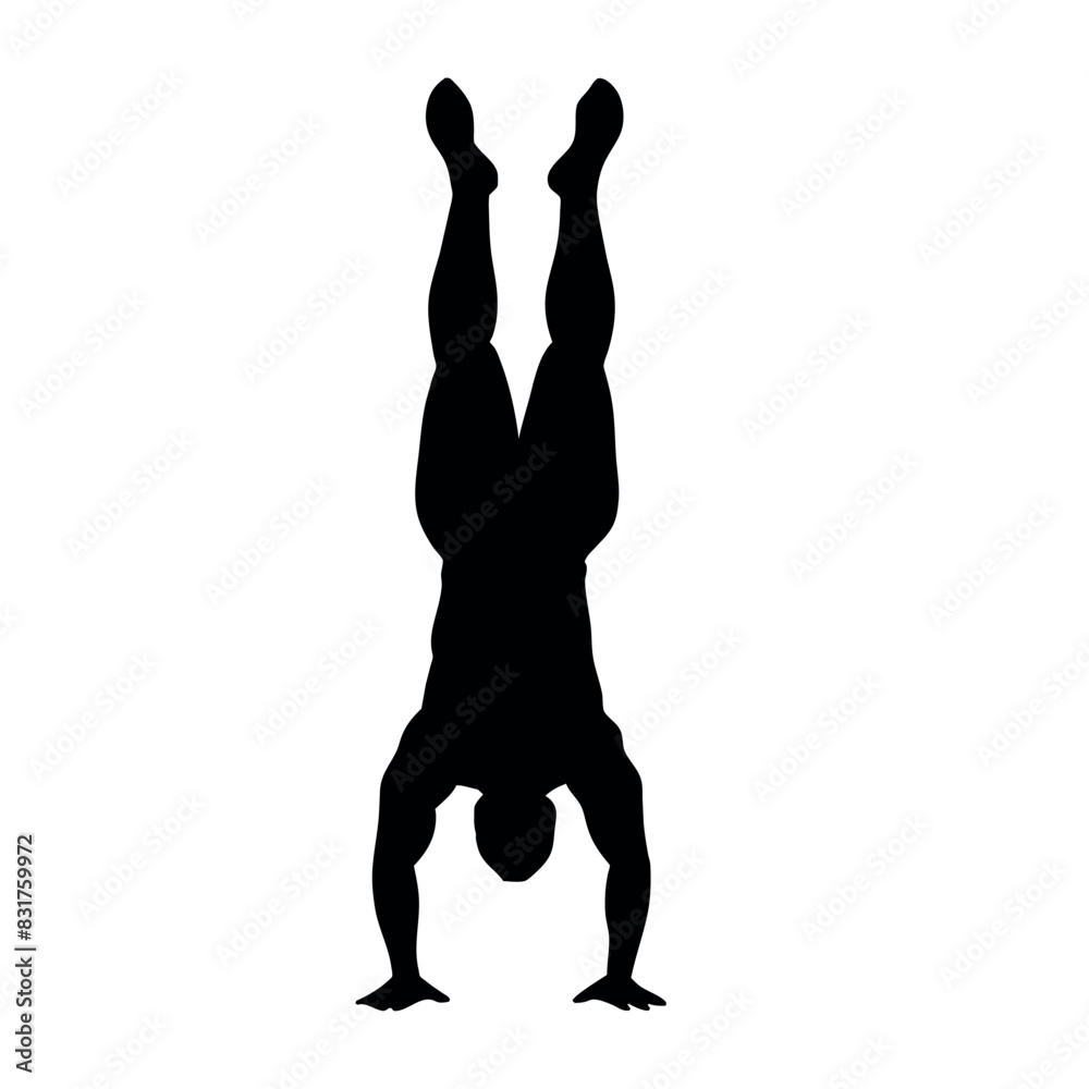 Fototapeta premium A bodybuilder man doing workout on the ground vector silhouette, white background