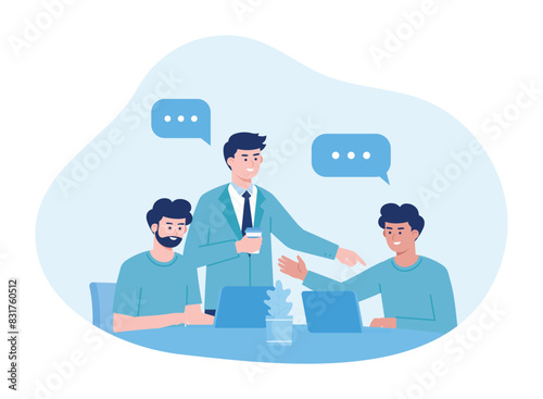 employees chatting about work concept flat illustration