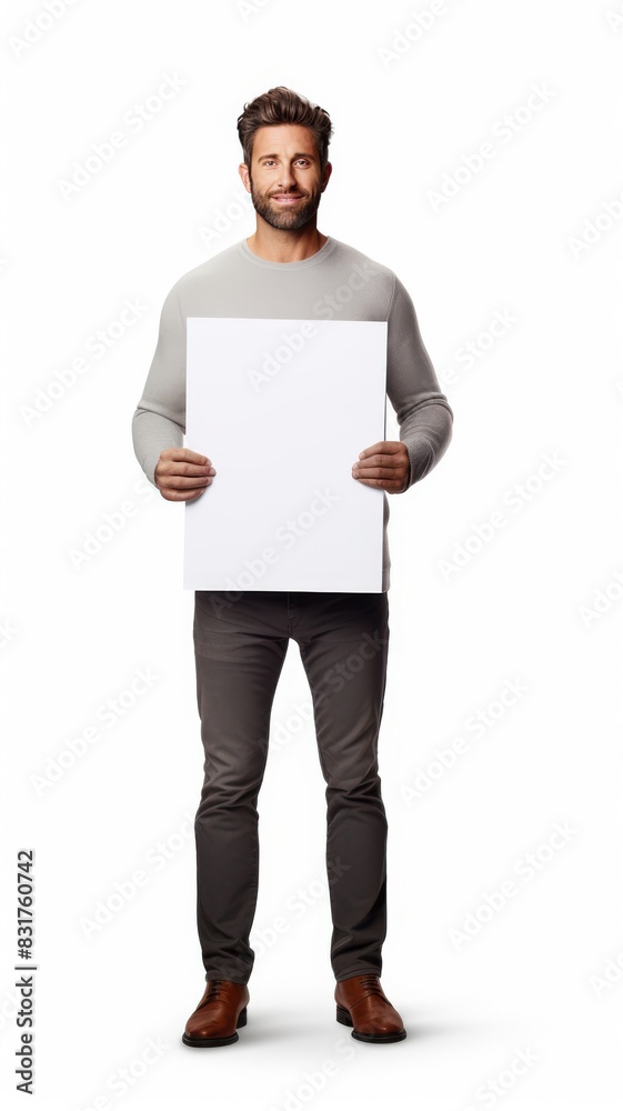 man holding a blank board man holding a blank board