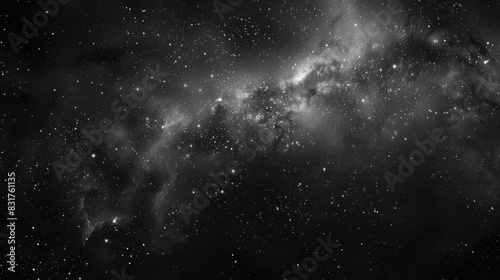 Black white space background. Abstract background illustration with our galaxy in cosmos. Nebula galaxy black background