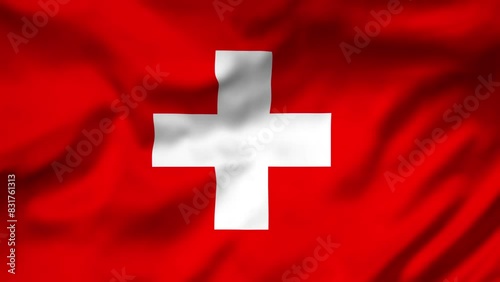 Switzerland Flag waving in the wind, National Flag background video, High Speed Full HD 4K