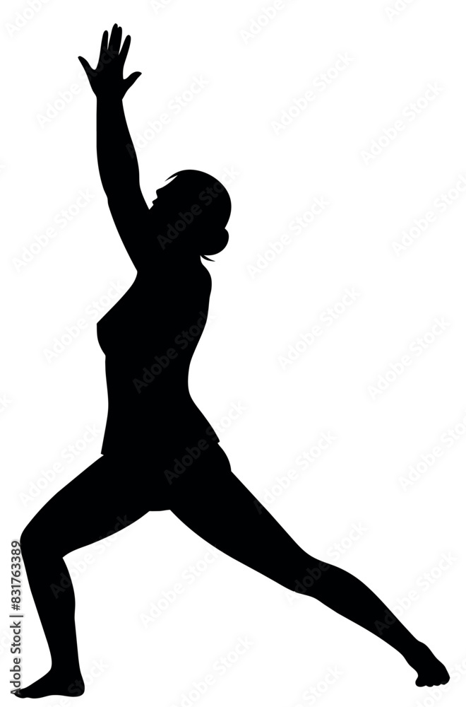 beautiful woman stand with stretch position vector silhouette