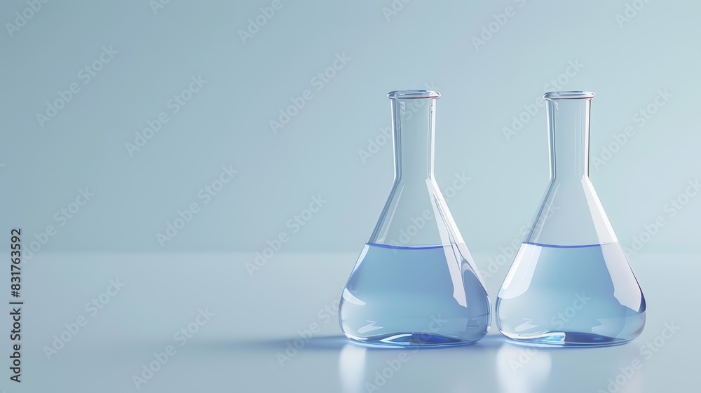 Lab Erlenmeyer flask 3D. Laboratory equipment background
Lab Erlenmeyer flask 3D. Laboratory equipment background