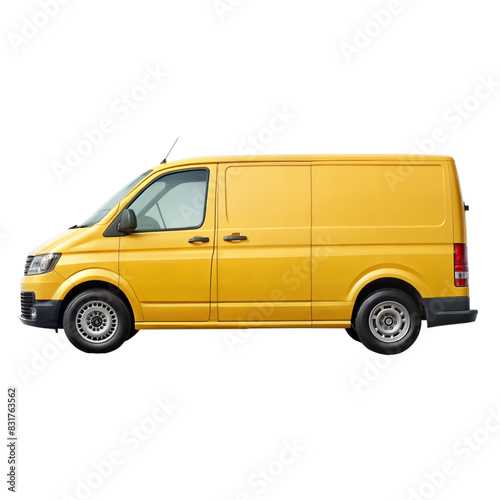 yellow van isolated on white background 