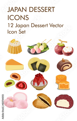 japan dessert logo vector icon set 