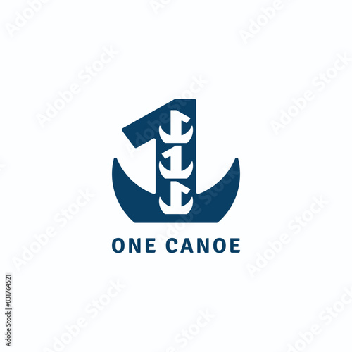 Number one logo with a canoe. Suitable for transportation business.