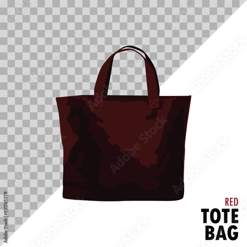 dark red totebag isolated on a white background and easy to edit. vector