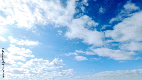 cute large white clouds in the blue sky backdrop - photo of nature