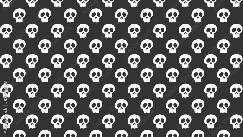 Halloween Background animation small white skulls moving upwards over gray background Halloween Background animation small white skulls moving upwards over gray background