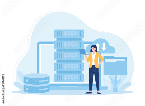 dashboard analytics. computer performance evaluation. chart on screen  statistics analysis concept flat illustration