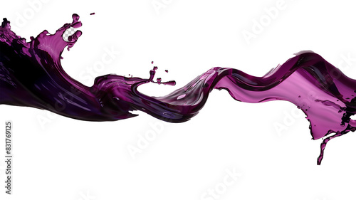 Generate an image of deep purple blueberry syrup slowly flowing down, forming a glossy stream, isolated on white and transparent backgrounds, PNG
