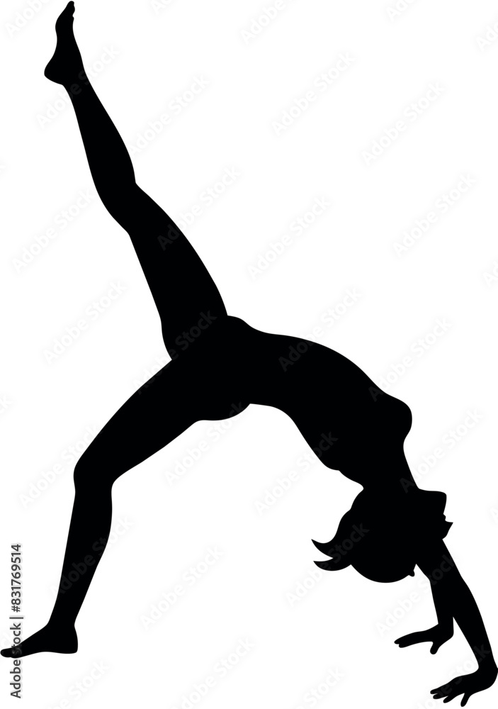 A woman doing yoga at home vector illustration black color silhouette A woman doing yoga at home vector illustration black color silhouette