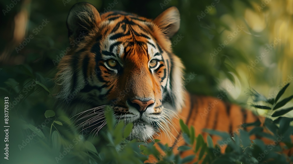 a cinematic and Dramatic portrait image for tiger