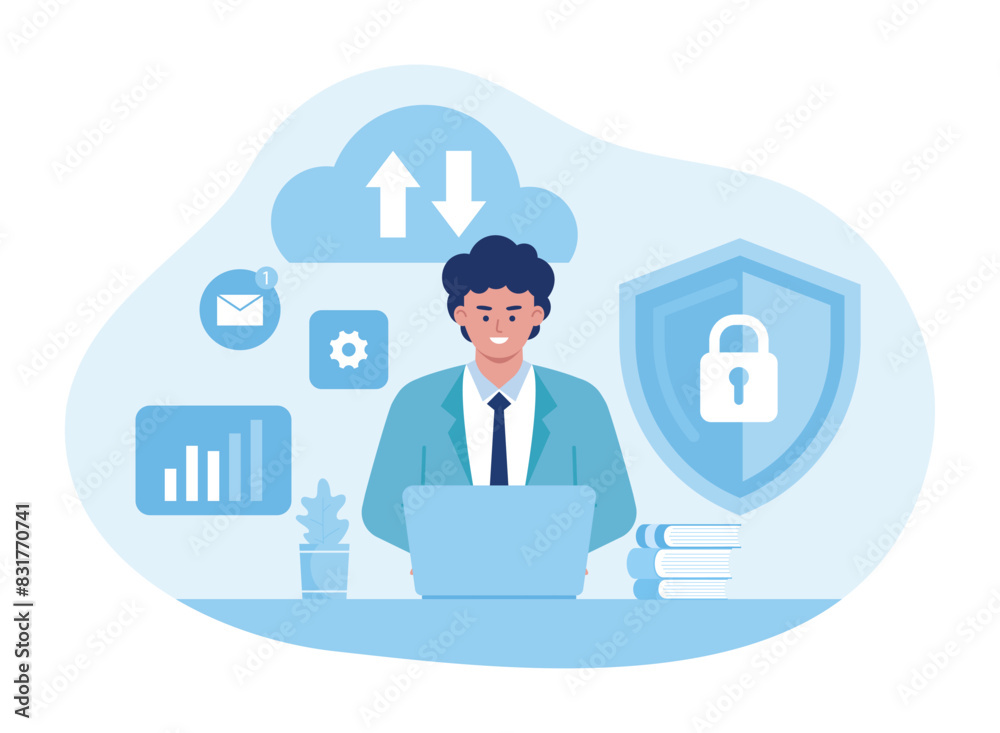 personal data security cyber data security online concept flat illustration personal data security cyber data security online concept flat illustration