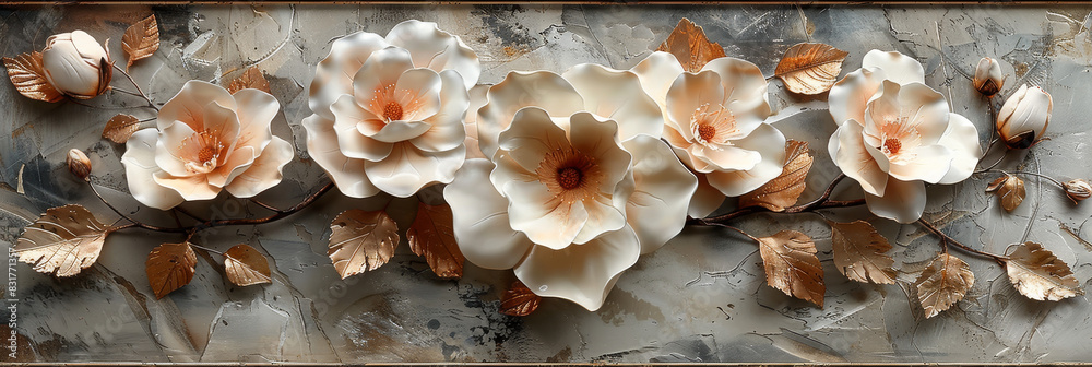 panel wall art, wall decoration, marble background with flowers designs panel wall art, wall decoration, marble background with flowers designs