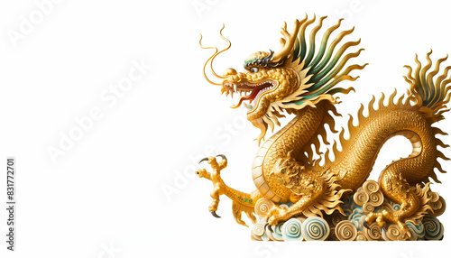 Chinese dragon with white isolated background  generative ai