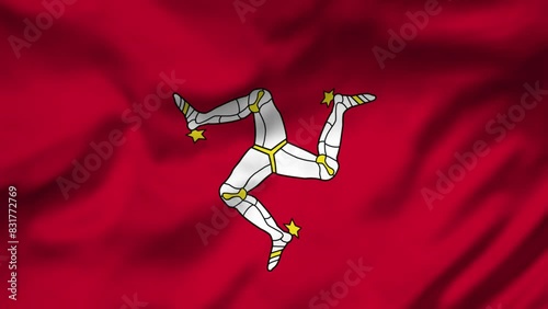 The Isle of Man Flag waving in the wind, National Flag background video, High Speed Full HD 4K