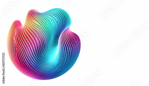 Holographic abstract 3D shape fluid liquid shape illustration, generative ai