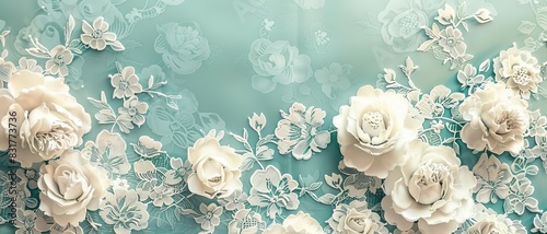 Seamless lace pattern, whimsical florals photo