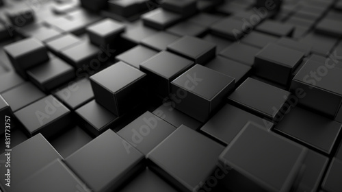 Monochromatic 3D Cubes - Elegant Abstract Background with Glossy Finish