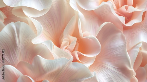 Creamy Blush Tulip Swirls: Wallpaper features tulip petals adorned with a creamy blush effect, swirling in elegant patterns.